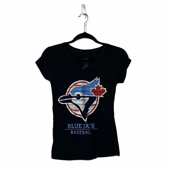 Toronto Blue Jays Black Printed V-Neck Tee - Picture 1 of 5